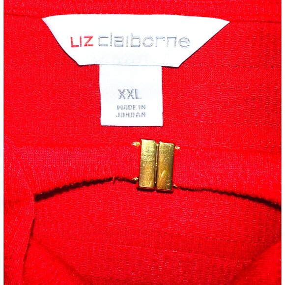 Liz Claiborne Womens Red Textured Knit Top With Keyhole Neckline 3/4 Sleeves XXL - Picture 3 of 3